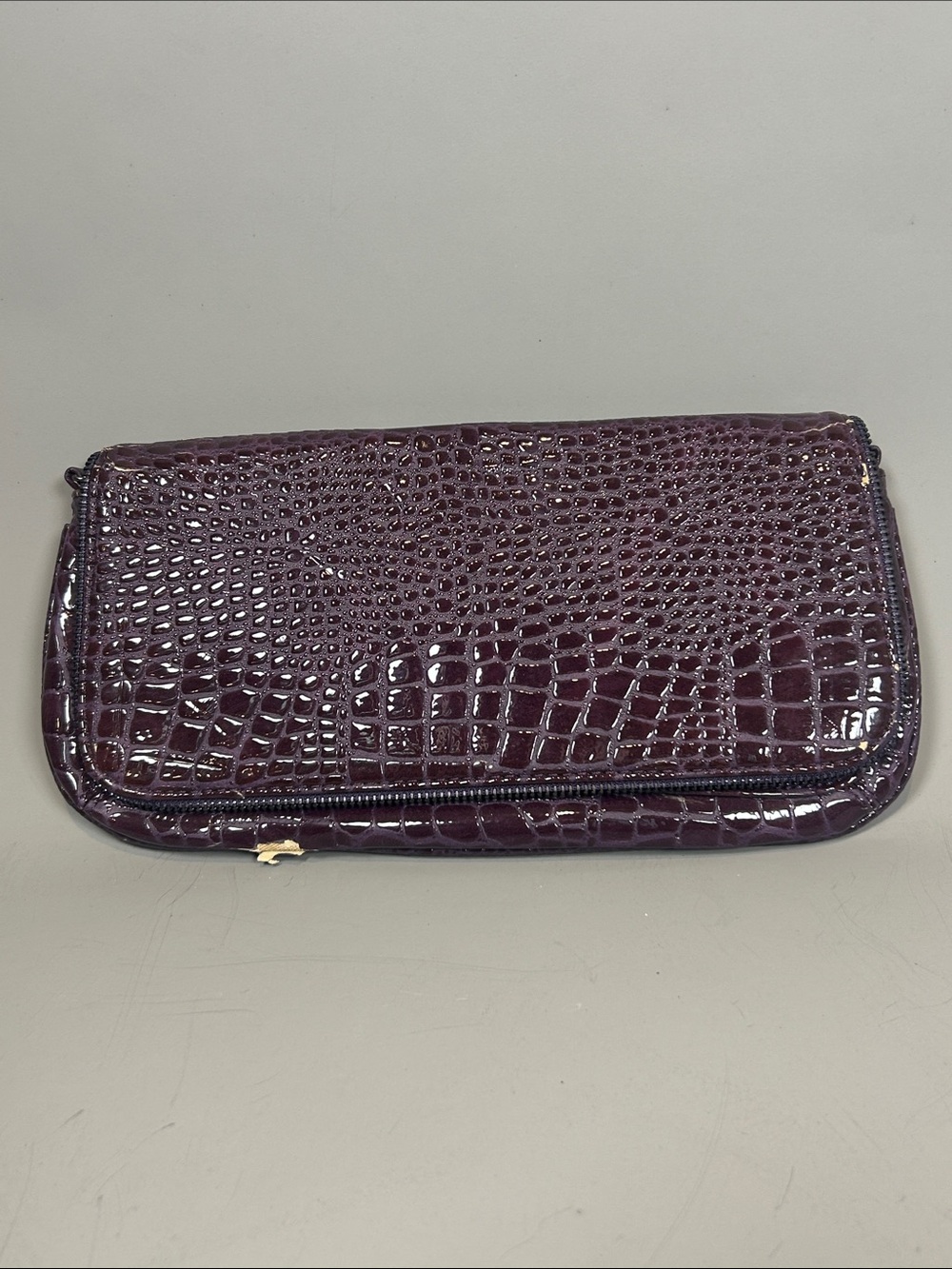 (10+) Nine West Patent Croc-Embossed Plum Wristlet Delamination Sale!